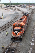 The conductor waits as 4012 & 3802 pull ahead to clear the switch